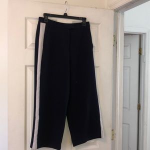 Navy Blue - Wide leg Capri Pants